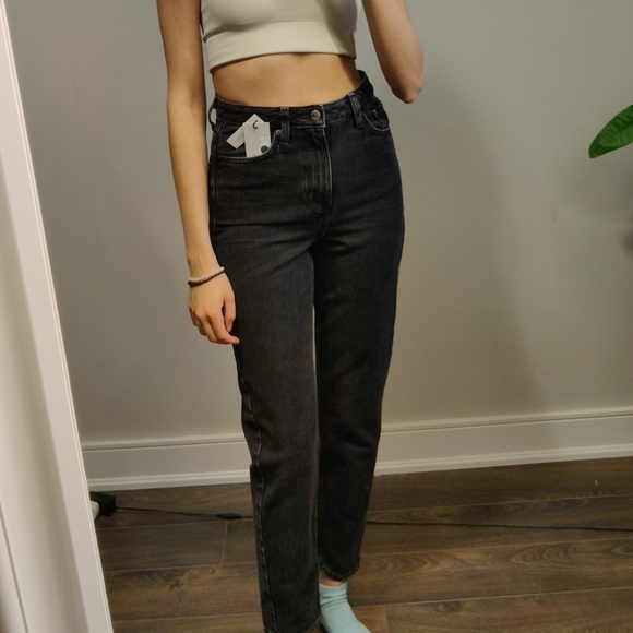 NWT Top Shop Moto Mom Jeans in washed black W26L32 - Picture 6 of 13